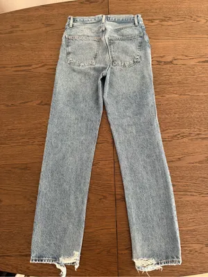 Agolde Light Blue Straight Leg High-Rise Jeans with Button-Fly thumbnail 2