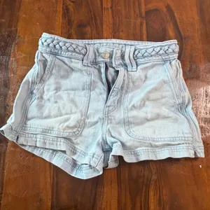 American Eagle Light Wash Braided Waist Denim Shorts Size 00 Stretch Lyocell thumbnail 8