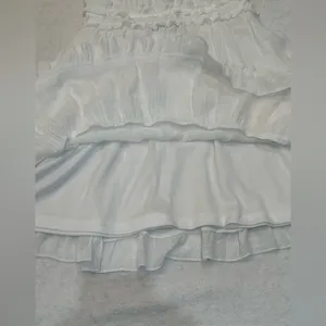 Aakaa White Ruffled Tiered adjustable Spaghetti’s Straps Mini Dress Size M thumbnail 5