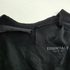 Fear of God -877 Essentials Black Raw Cut Notch Neck Sweatshirt‎ Logo FOG XL thumbnail 4