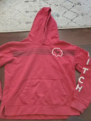 Abercrombie & Fitch Kids Red Hooded Sweatshirt with Moose Patch Size 11-12 thumbnail 1