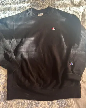 Champion s Black Reverse Weave Crewneck thumbnail 1