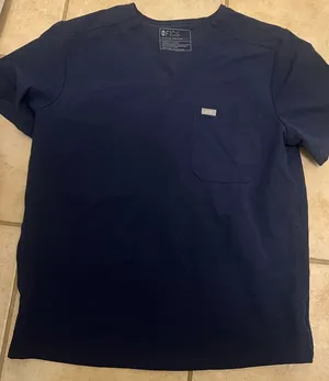 Womens navy blue FIGS scrub top only thumbnail 1