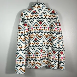 Eddie Bauer Aztec Western Printed Sherpa Teddy Quarter Zip Pullover Sweatshirt L thumbnail 6