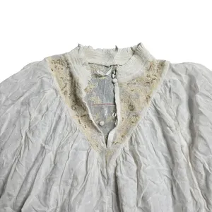Anthropologie Feather‎ Bone Ivory Embroidered Edda Dolman Sleeve Blouse Size: XS thumbnail 5