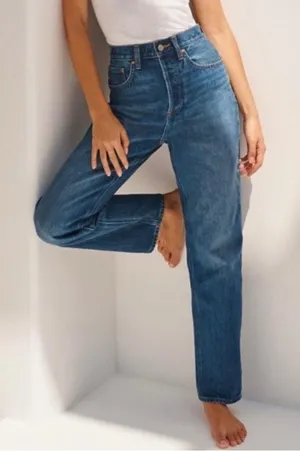 Denim Forum Aritzia Joni high rise loose button fly denim jeans 30 length sz 25 thumbnail 1