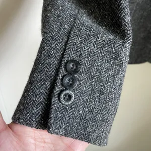 LL Bean Grey Herringbone Tweed Wool Silk Blazer Riding Jacket Heritage Classic thumbnail 5