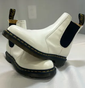 Dr. Martens 2976 YS White Smooth Leather Chelsea Boots Size US Men 8 Women 9⁠ thumbnail 1