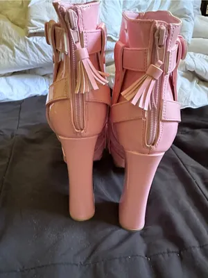 Women’s Pink High Platform Buckle Ankle Boots Size 10 thumbnail 6