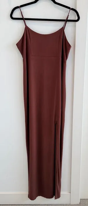 wild fable Chocolate Brown Maxi Dress with Side Slit NWT Size Medium thumbnail 1