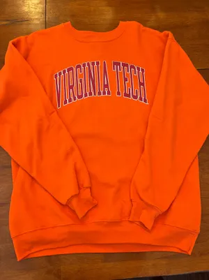 Va Tech Crewneck Sweatshirt Orange Size L thumbnail 1