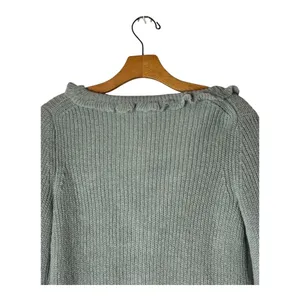 Boden Sweater Women 6 Green Sage Ruffled V Neck Button‎ Cardigan Boho Preppy NWT thumbnail 6