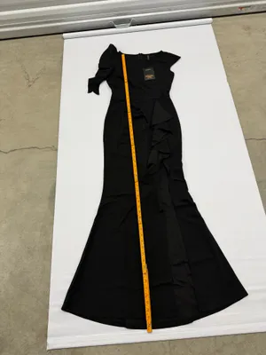 WOOSEA Womens Black High Split Ruffle Bodycon Evening Gown Dress Size S NWT thumbnail 5
