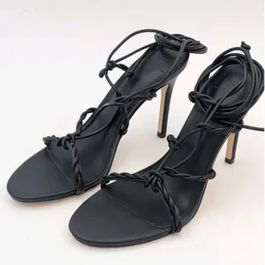 NEW Marc Fisher LTD Bea Twisted Lace-Up Stiletto Heel Sandals Black Size 7.5 thumbnail 1