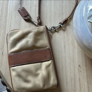 Coach Classic Nylon Tan/ Brown Wristlet Mini Purse thumbnail 4