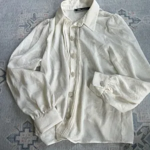 Zara Pearl Detail Buttondown Blouse thumbnail 1