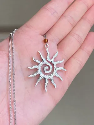 Handmade stainless steel sun boho retro vintage style necklace☀️ thumbnail 3