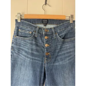 J. Crew Dark Blue High-Rise Button-Fly Skinny Jeans 27 thumbnail 2