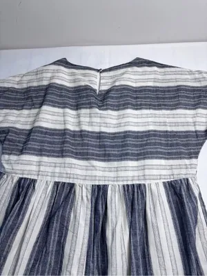 Altar'd State Dress Medium M Gray White Striped Cotton Mini Boho Babydoll Lined thumbnail 12