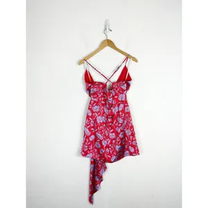 Revolve Lovers + Friends Kamala Mini Dress Medium Red Purple Floral Satin Draped thumbnail 12