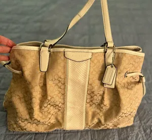 Coach Devin Beige Signature Shoulder Bag thumbnail 1