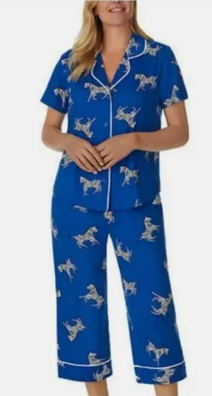 Room Service Cobalt Zebra Pajama Set Blue thumbnail 3