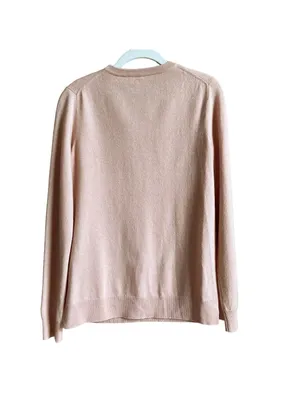 Tory Burch Pale Pink 100% Cashmere Crewneck Sweater Size Small Luxury Minimalist thumbnail 2