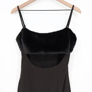 Naked Wardrobe Black Faux Fur Trim Cutout Mini Dress NWH19-D9 MN Small thumbnail 3