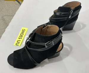 Womans Franco Sarto L Fantana 8 M Black Open Toe Zip Strappy Heel Ankle Boots thumbnail 1
