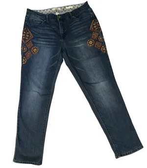 Vintage America Boho Southwestern Embroidered Jeans Women's 12 Hippie Aztec thumbnail 1