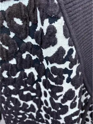 One A Cheetah Animal Print Open Front Cardigan Shawl Collar Longline Brown L XL thumbnail 2
