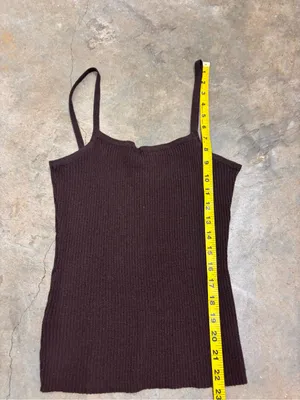 Vintage 90s Express Tricot Brown Ribbed Cami Knit Tank Top Womens Medium thumbnail 5