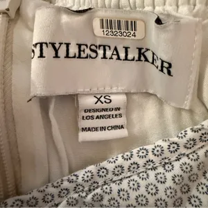RTR Stylestalker Kelly White & Blue Micro Print Puff Sleeve Mini Dress Sz‎ XS thumbnail 7