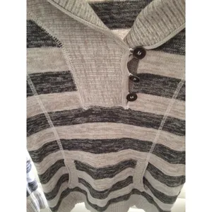 Women's Guess Striped Cowl Neck Sweater with Kangaroo Pocket Size M Gray, Black thumbnail 10