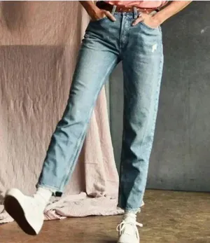NEW Free People Acadia High Rise distressed Button Fly Jeans 28 thumbnail 1