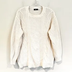 BDG Urban Outfitters Cable Knit Elbow Patches Sweater Women's Small Cream‎ Y2K thumbnail 4