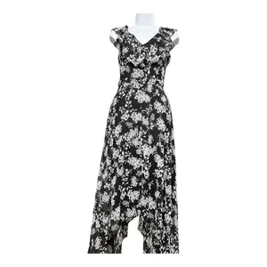 Banana Republic Elegant Ruffle Dress Black/White Floral print Size 4 Asymmetric thumbnail 2