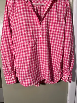J. Crew Factory Women's Size Small Plaid Gauze Shirt in Boy Fit Buff Berry Pink thumbnail 4