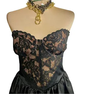 House of CB J’adore black lace and satin mini dress Size XS thumbnail 5