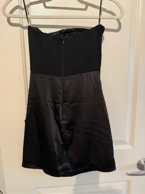 Lulu's Black Strapless Satin Cocktail Dress thumbnail 4