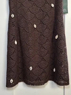 Wild Fable Crochet Mini Dress Brown Chocolate Shell Detail Small NWT thumbnail 7