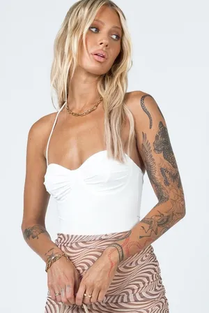 Princess Polly Maddie Bodysuit in White Size 6 New with tag thumbnail 1