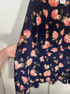 Honey & Lace Sunnyvale Sleeveless Dress Blue Velvet Floral Women’s L Large thumbnail 4