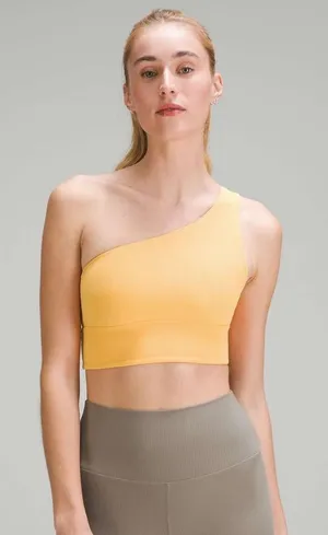 Lululemon Align Asymmetrical One Shoulder Bra Top Yellow Size 10 Nulu Yoga thumbnail 1