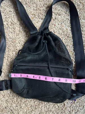 Black Mesh Drawstring Backpack thumbnail 5