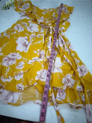Free People Yellow Floral Wrap Mini Dress thumbnail 6