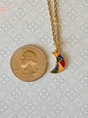 Handmade celestial whimsical retro simple moon necklace🌟 thumbnail 7