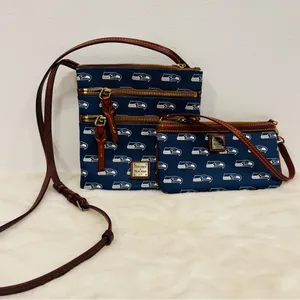Dooney & Bourke Seattle Seahawks NFL Navy Logo Crossbody and Wristlet Set! thumbnail 1