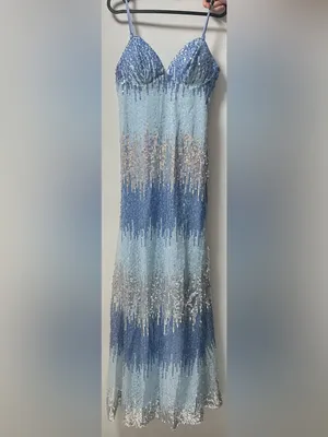 Violet Weekend Blue & Silver Sequin Maxi Dress — Girls’ Size 5/6 — NWT thumbnail 3