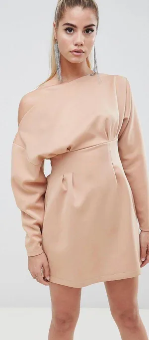 ASOS One Shoulder Light Pink Mini Dress thumbnail 1
